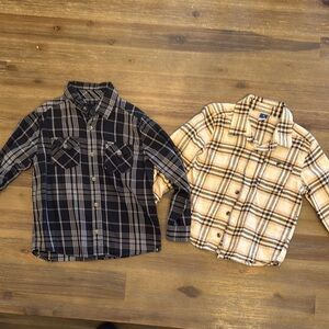 Plaid Kids Shirts - Black and Cream